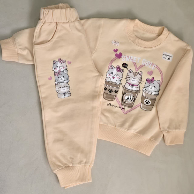 ست بلوز شلوار دخترانه با طرح گربه