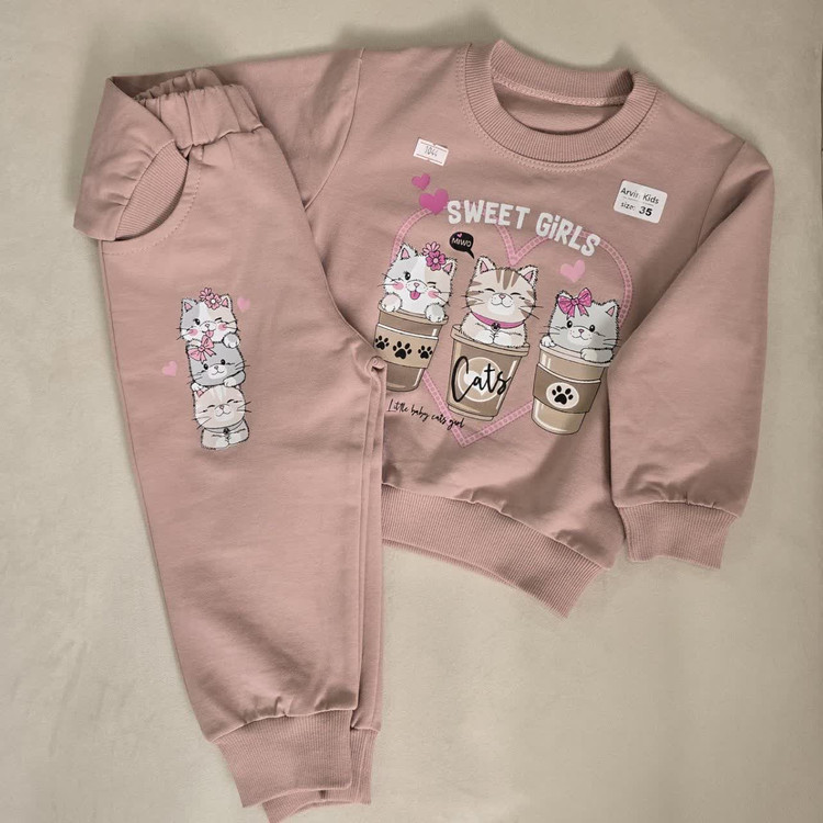 بلوز شلوار بچه گانه با طرح cat