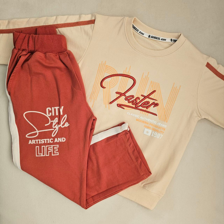 بلوز شلوار پسرانه با شلوار راسته