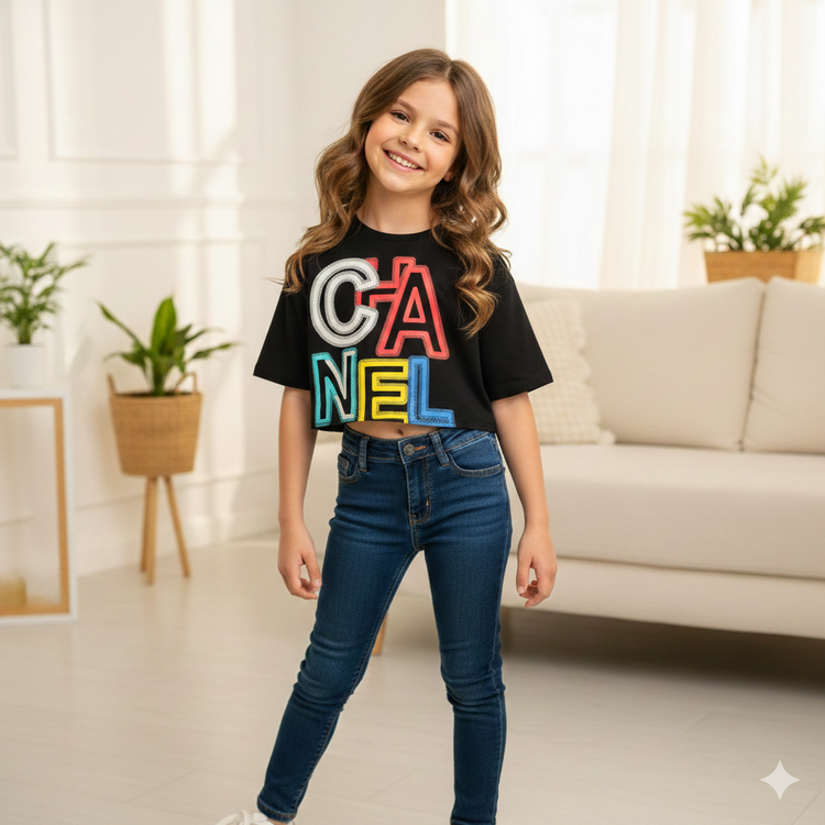 کراپ نخی دخترانه با طرح چاپی