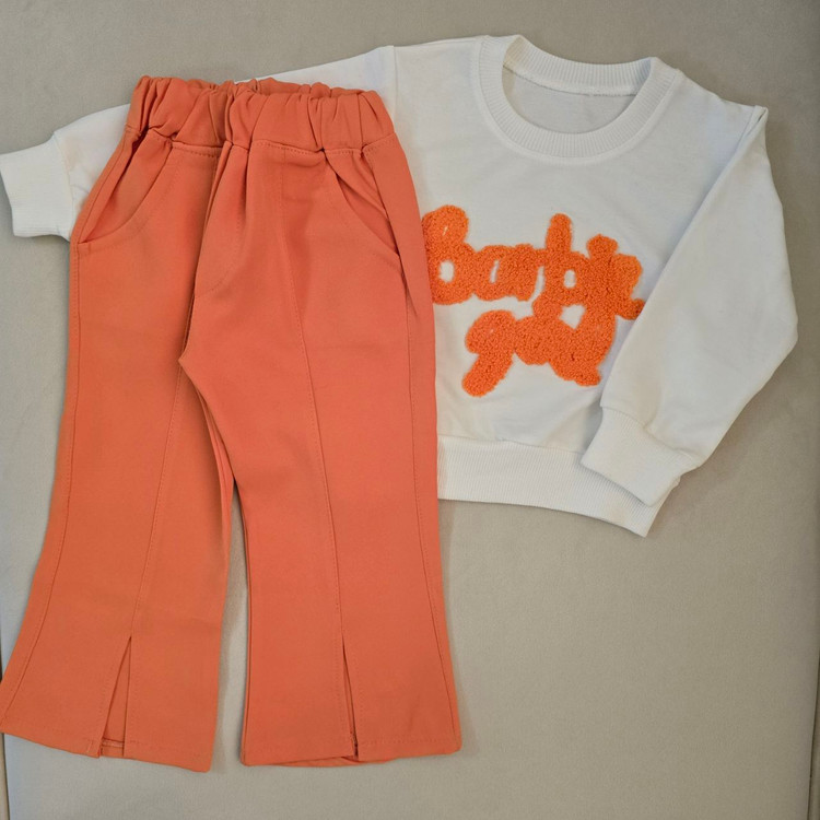 بلوز شلوار دخترانه رنگ نارنجی