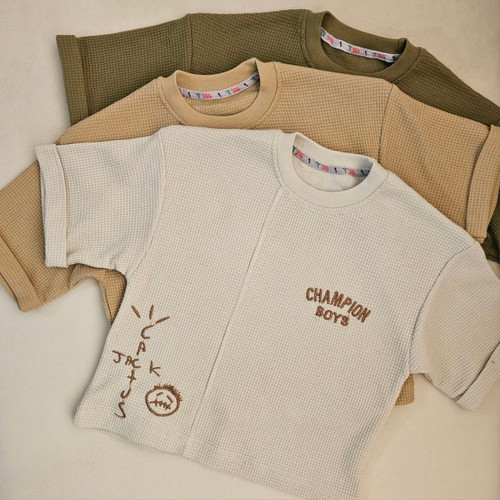 تیشرت بچگانه اسپرت نخ پنبه لاکرا باگلدوزی مینیمال