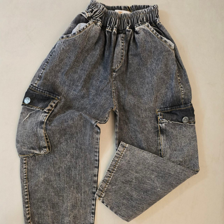 ست ۳ تکه تیشرت و کت و شلوار جین بچگانه ذغالی