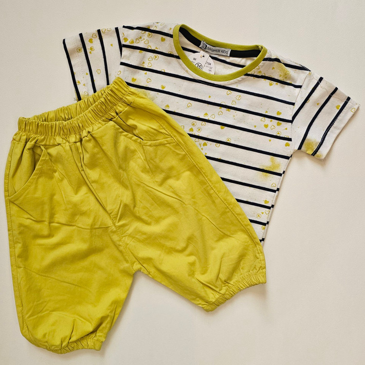 ست تیشرت نخی و شلوارک کتان دخترانه