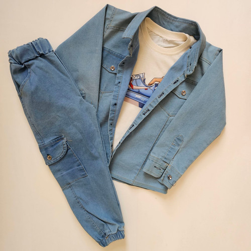 ست کت شلوار و تیشرت جین بچه گانه