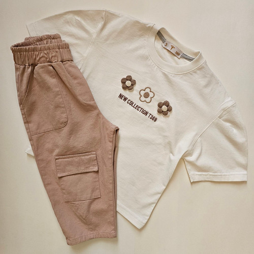 ست تیشرت شلوارک کتان دخترانه