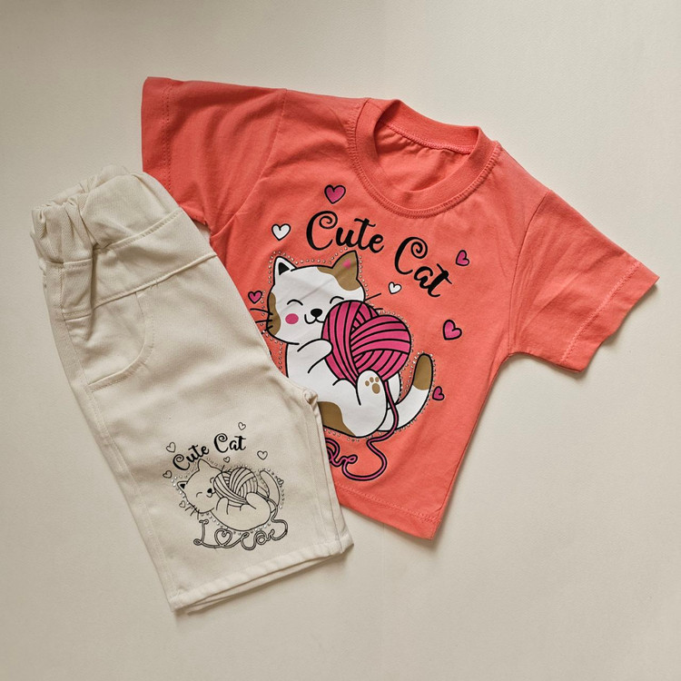 ست تیشرت و شلوارک دخترانه