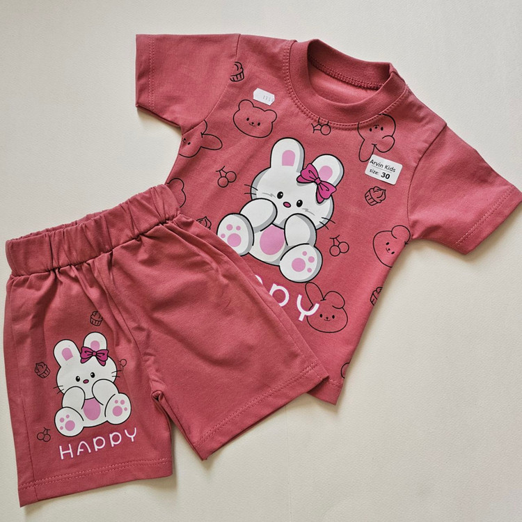 ست تیشرت و شلوارک نوزادی با طرح خرگوش